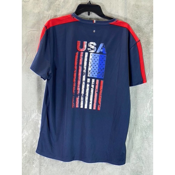 ID Ideology Men's Indigo Sea Crewneck Taped Graphic Training T-Shirt SZ L - Picture 2 of 13